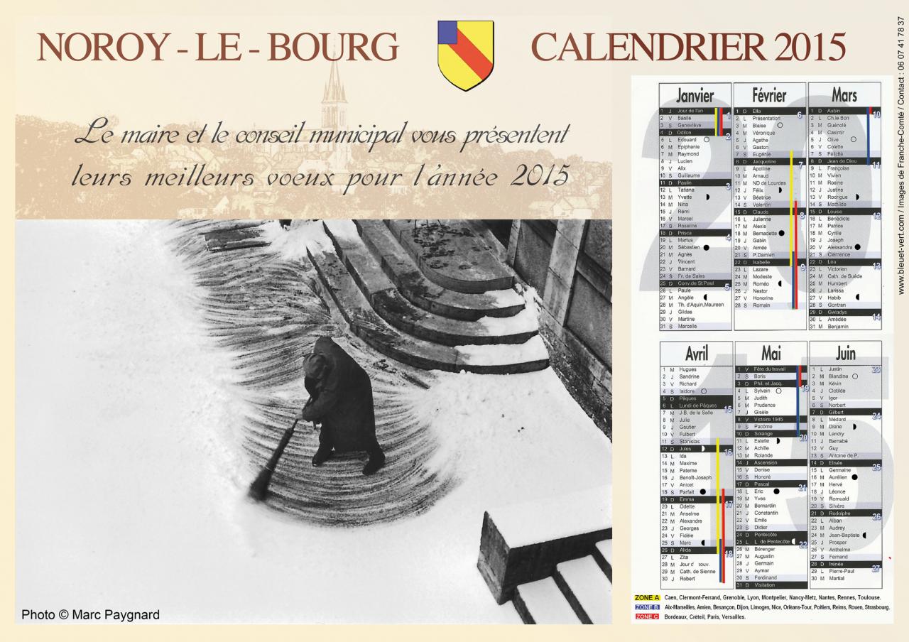 Calendrier pour commune de Noroy-le-Bourg (recto)