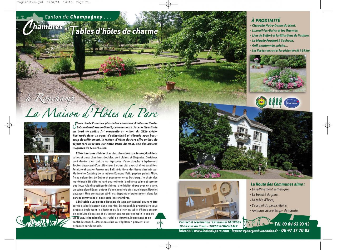 Maison d'hôtes du Parc à Ronchamp