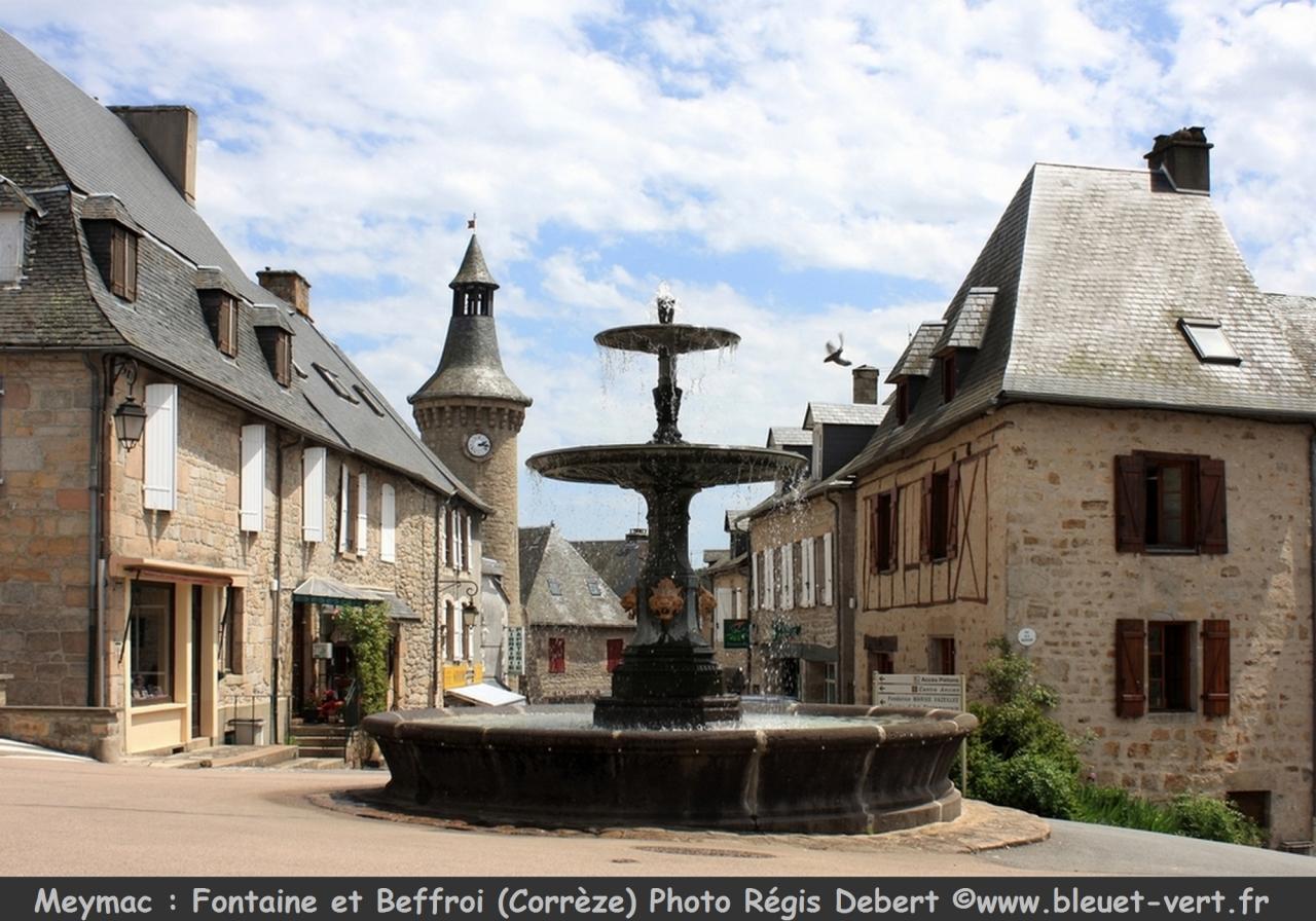La fontaine et le beffroi  à Meymac
