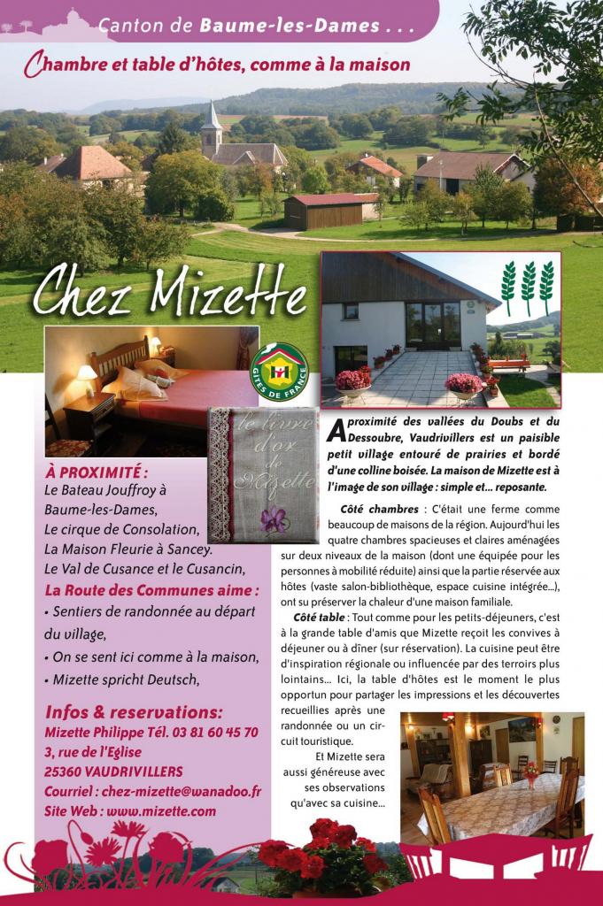 Chambres d'Hôtes Chez Mizette près de Baume-les-Dames
