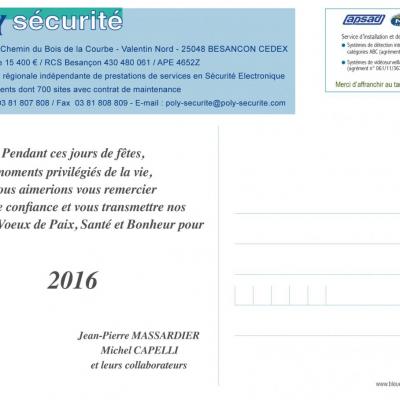 Carte de vœux société Poly Sécurité (verso)